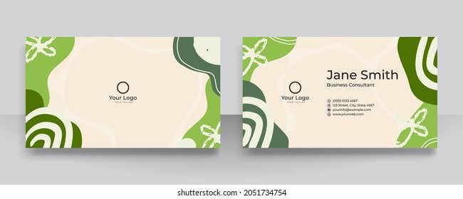 Modern Business Card - Creative and Clean Business Card Template. Hand drawn business card design template. Elegant background with abstract shapes. Vector illustration boho organic background