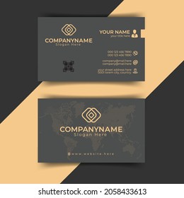 Modern Business Card - Creative and Clean Business Card Template. Luxury business card design template. Elegant dark back background with abstract golden wavy lines shiny. Vector illustration. Free