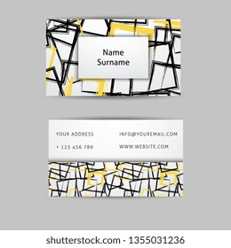 Modern business card design with abstract grunge texture. Branding and identity design template.
