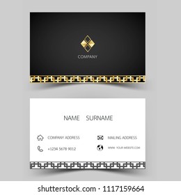 Modern business card design. Black and white color. Vector illustration. 