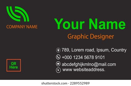 Modern Business card design in black background.