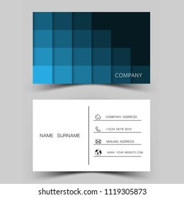 Modern business card design. blue and white color. Vector illustration. 