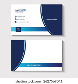 Modern Business Card Design with Blue Gradient and Contact Information