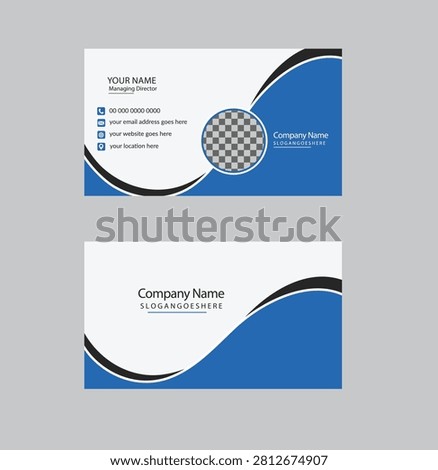 Modern business card design with blue and black elements professional layout for corporate identity
