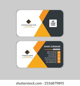 Modern business card design, Creative modern clean corporate double-side business card template, orange and black vector template