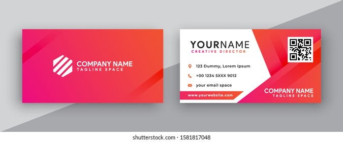 modern business card design . double sided business card design template . pink and orange gradation business card inspiration