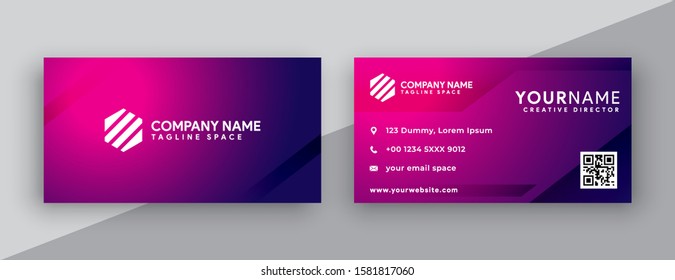 modern business card design . double sided business card design template . purple gradation business card inspiration