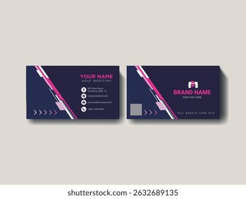 Modern Business Card Design with Geometric Elements, Modern Business Card Design with Geometric Shapes and Contact Details