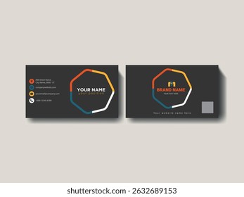 Modern Business Card Design with Geometric Elements, Modern Business Card Design with Geometric Shapes and Contact Details