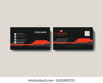 Modern Business Card Design with Geometric Elements, Modern Business Card Design with Geometric Shapes and Contact Details