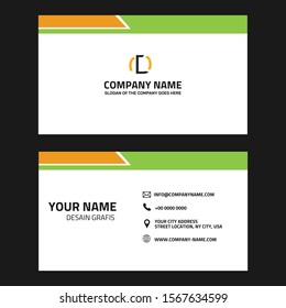 Modern Business Card Design with green and orange 