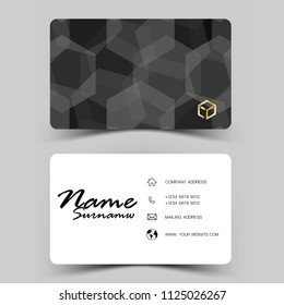 Modern business card design .Inspired by the geometric. Black and white color on gray background.
