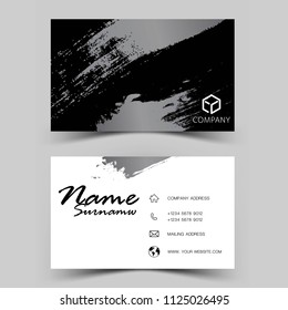 Modern business card design. Inspired by the brush. Black and white color on gray background.