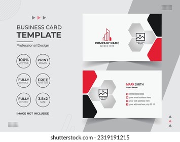 Modern Business Card Design for Real Estate Agency with Photo. Creative Vector Template. Stationery items