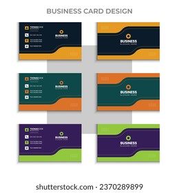 Modern business card design with red, white, black, green, purple, yellow, orange and blue color concept. Corporate personal visiting card, abstract background, stationery design vector set.