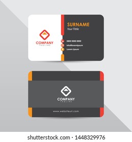 Modern business card design template. Orange color element clean composition.