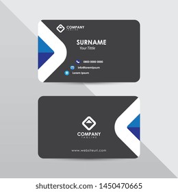 Modern business card design template. Blue color element rounded arrow, clean composition design.