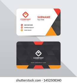 Modern business card design template. Orange color with triangle element clean composition.