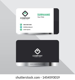 Modern business card design template. Black color with silver element decoration name card design.