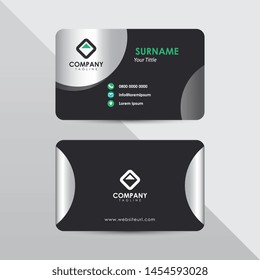 Modern business card design template. Black color with silver element decoration name card design.