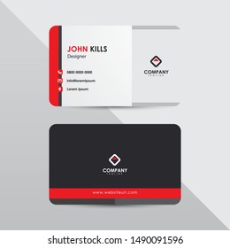 Modern business card design template. Red and orange color element clean composition.