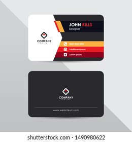 Modern business card design template. Red and orange color element clean composition.