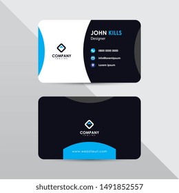 Modern business card design template. Blue color element clean composition design.