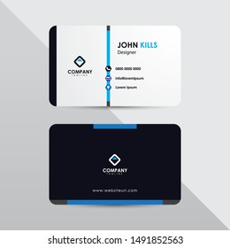 Modern business card design template. Blue color element clean composition design.
