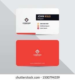 Modern business card design template. Red and orange color element clean composition.