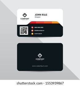 Modern business card design template. Orange color element clean composition.