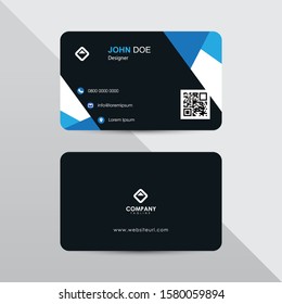 Modern business card design template. Blue color element rounded arrow, clean composition design.