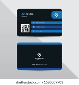 Modern business card design template. Blue color element rounded arrow, clean composition design.