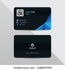 Modern business card design template. Blue color element rounded arrow, clean composition design.