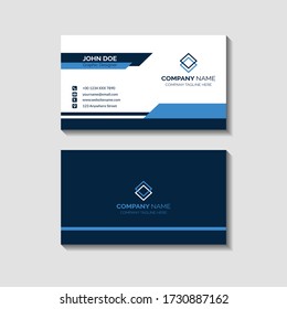 Modern Business Card Design Template Blue and White Color