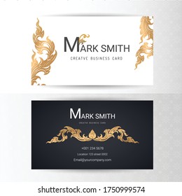 Modern business card design template. black and golden color, Thai traditional concept design.
