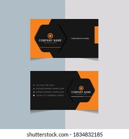 Modern business card design template. Golden and black color