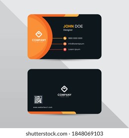 Modern business card design template. Orange color element clean composition.