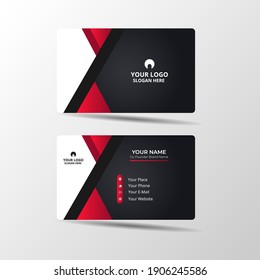 Modern business card design template. with black and red color