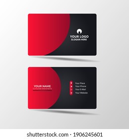 Modern Business Card Design Template. With Black And Red Color