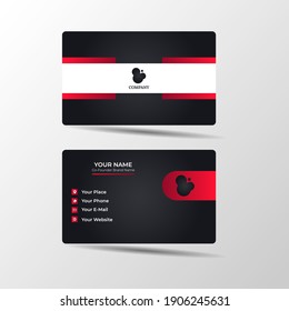 Modern business card design template. with black and red color