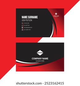 Modern Business Card Design Template Red And Black.
