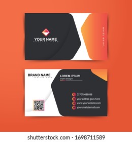 Modern Business Card Design Templates. color composition of matte black elements and clean orange gradations. name card vector.