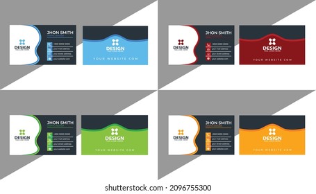 Modern business card design Vector template, Flat Style Vector Illustration. 4 Color Combinations. Stationery Design and visiting card, Creative and professional business card.