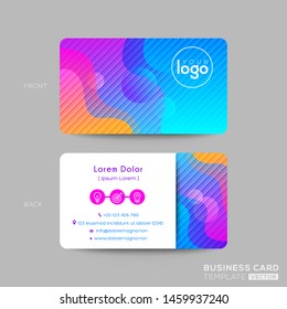 modern business card design with vibrant bold color graphic background, oblique line pattern fluid background