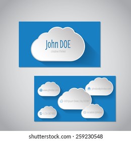 Modern business card design with white clouds