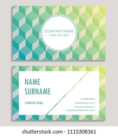Modern business card editable template with green abstract background. Vector illustration