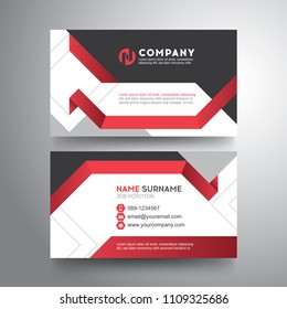 Modern business card with geometric red gray color