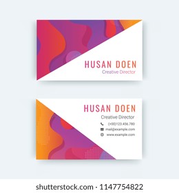 Modern business card with geometric shape and Memphis style texture vector illustrations