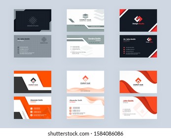 Modern Business Card or Horizontal Template Design Set in Front and Back View.