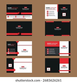 Modern Business Card Layout in a Bundle of Four. Creative Layout Display for Promotion.